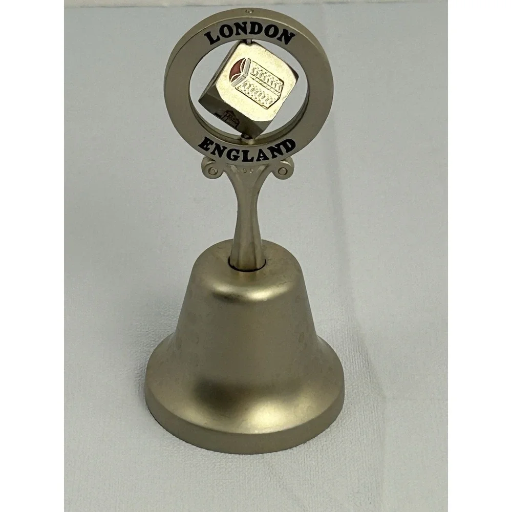 Vintage London England Souvenir Bell Spinning Cube Union Jack Metal Travel Decor